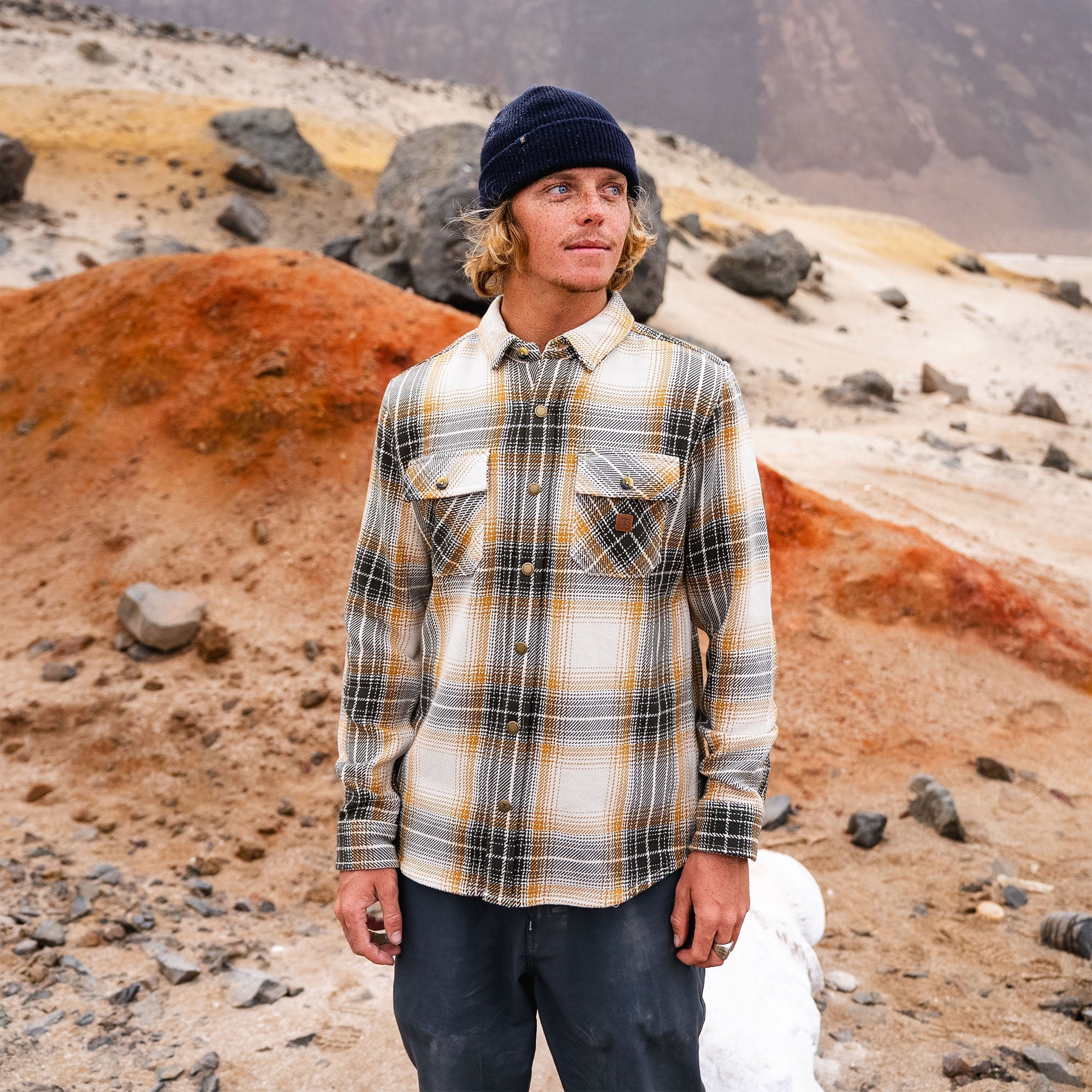 Rugged plateau landscape promoting the adventurous spirit of Roark, ideal setting for the Nordsman Cotton Flannel.